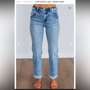 KanCan Women's Medium Wash Straight Leg Jeans